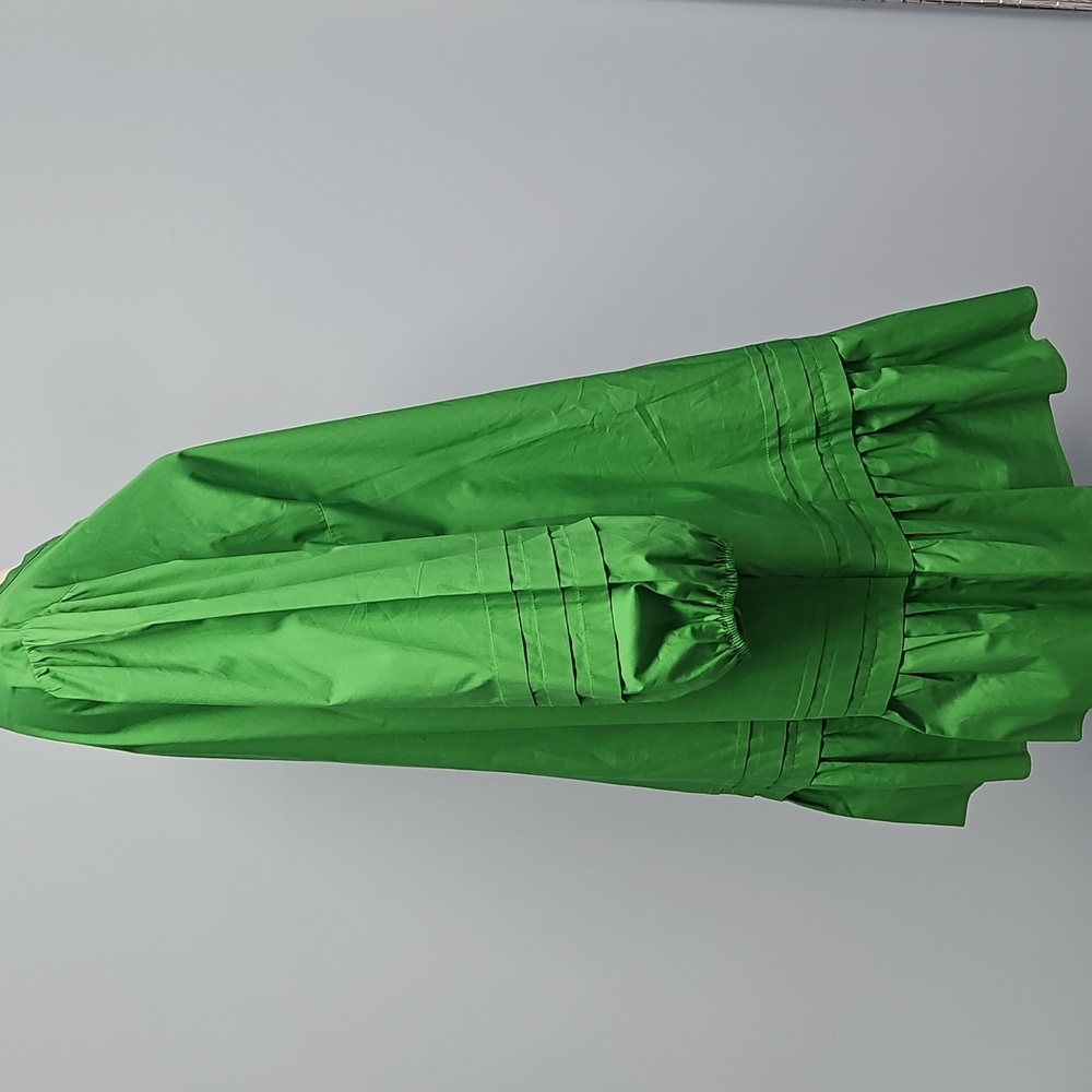 Sugarlips Curve Velma Balloon Sleeve Ruffle Shift Dress: Green: Size- 2X - Picture 8 of 14
